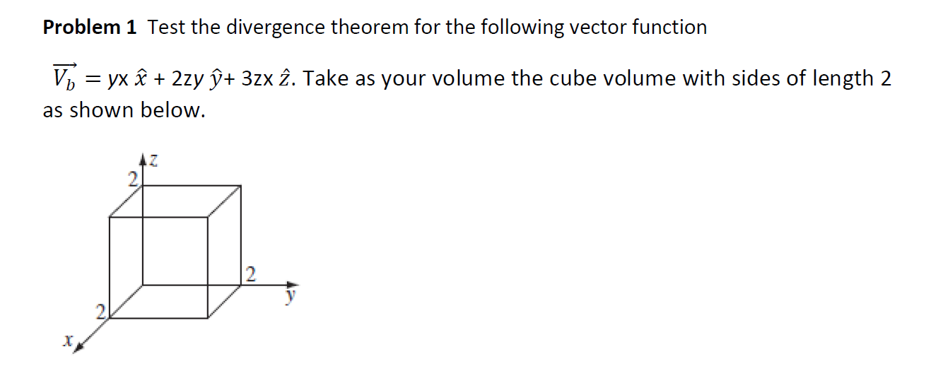 Solved Problem 1 Test the divergence theorem for the | Chegg.com