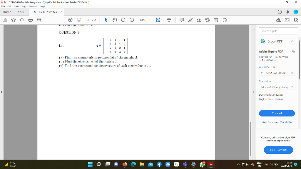 Solved MIHS212-2022-Matlab-Assignment-2(1).pdf - Adobe