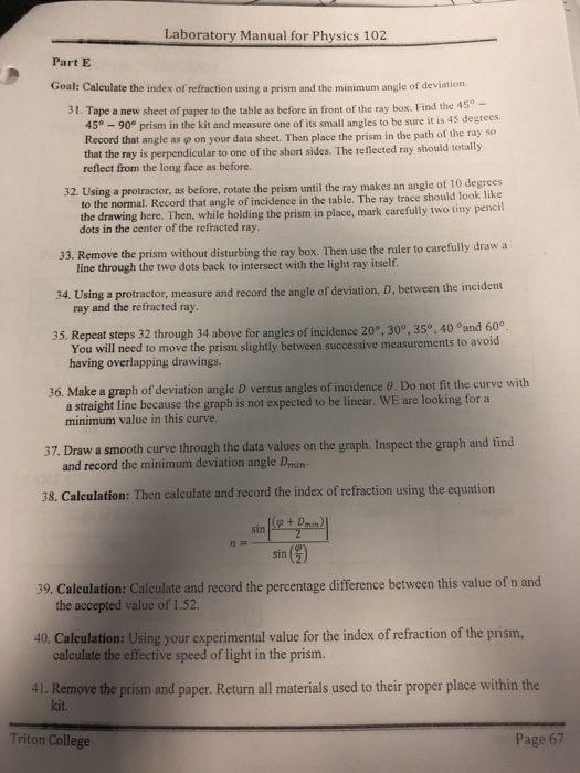 Solved Laboratory Manual for Physics 102 Lab S1: Reflection | Chegg.com