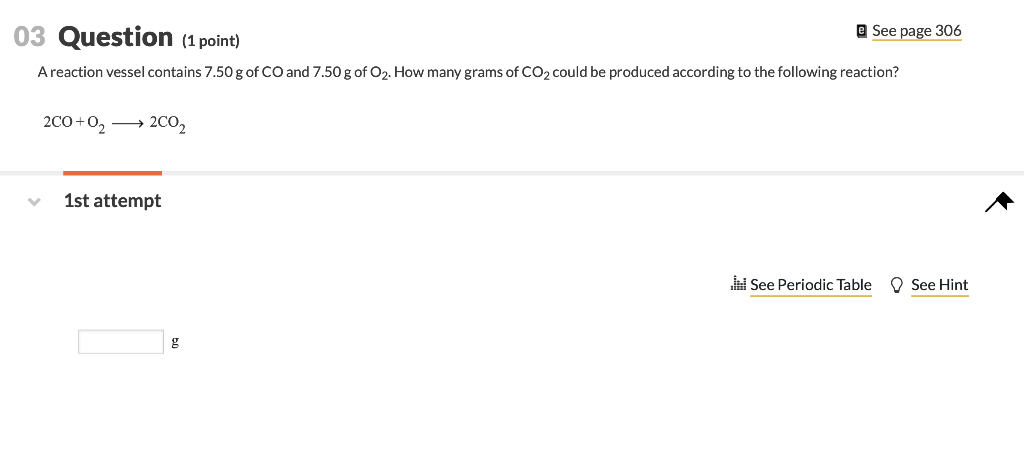 Solved @ See page 306 03 Question (1 point) A reaction | Chegg.com