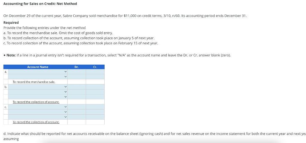 Accounting for Sales on Credit: Net Method On | Chegg.com