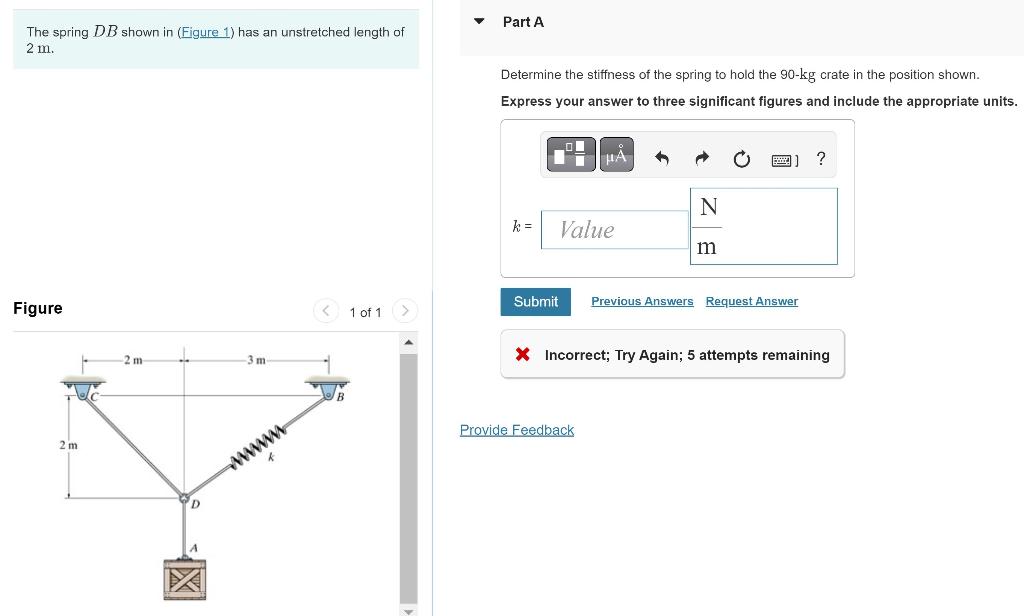 Solved The Spring DB Shown In Has An Unstretched Length Of | Chegg.com