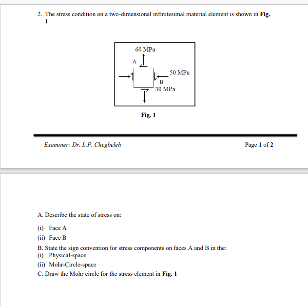 2 The Stress Condition On A Two Dimensional Infin Chegg Com