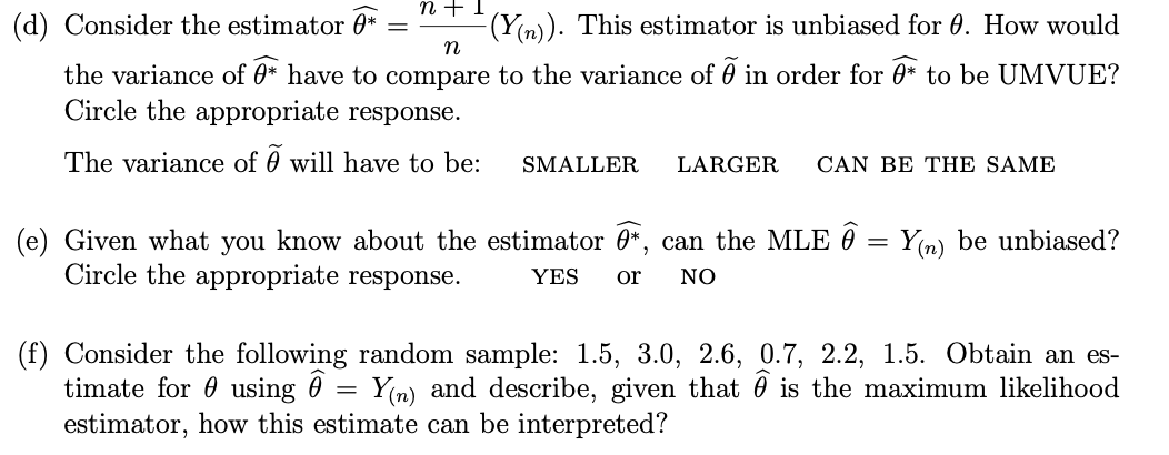 Solved Let Yi Yn Be A Random Sample From A Uniform D Chegg Com