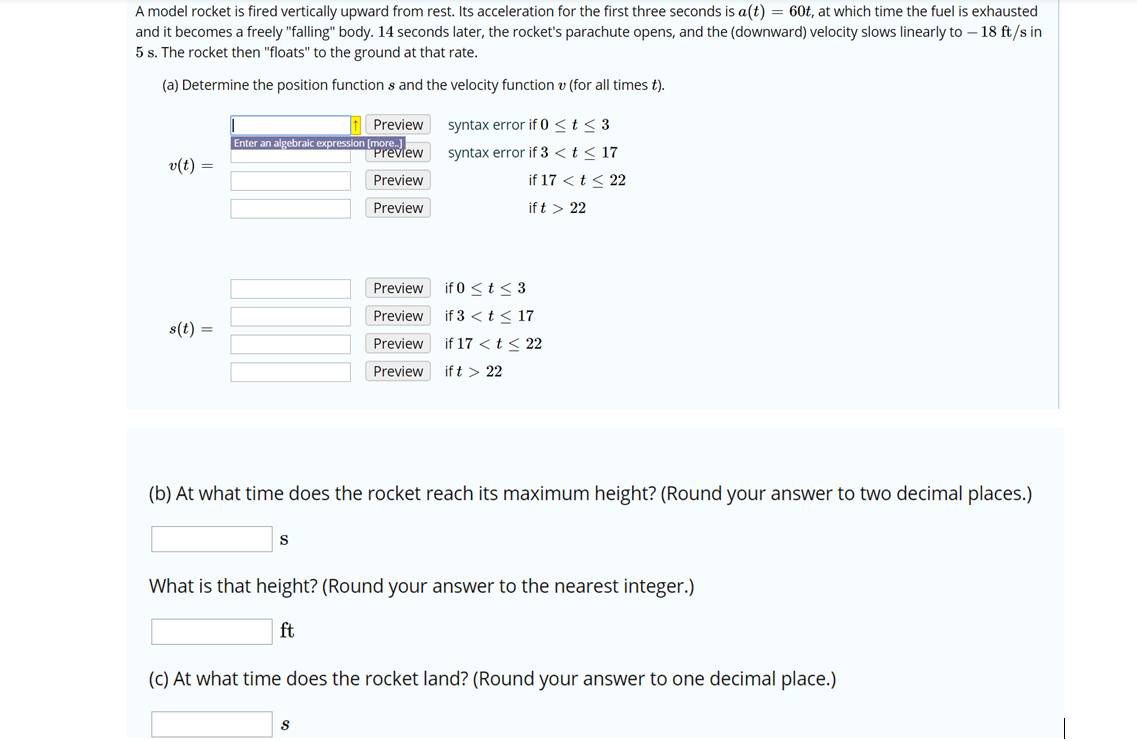 Solved A model rocket is fired vertically upward from rest.