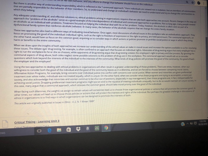 Read the article and answer the question please I | Chegg.com