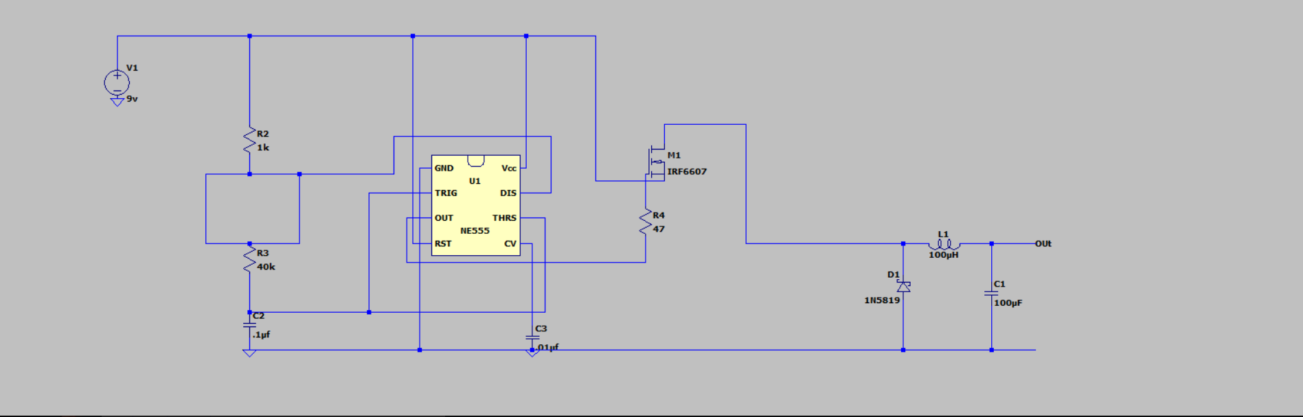 I am trying to make a buck converter using the NE555