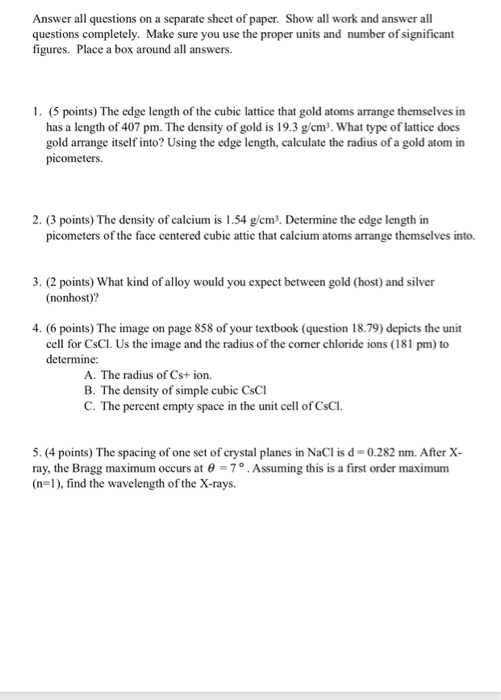 Solved Answer all questions on a separate sheet of paper. | Chegg.com