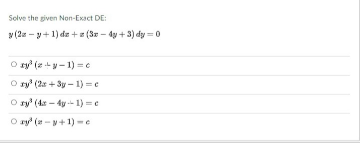 Solved Solve The Given Non Exact De Y 2x Y 1 Dx Chegg Com
