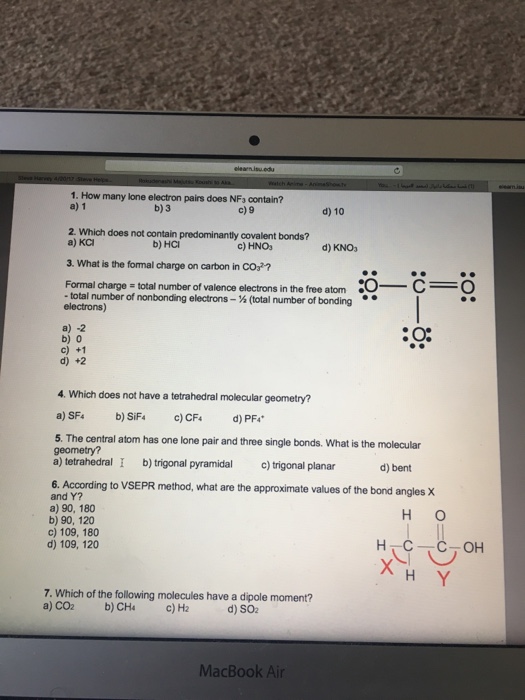 Solved How many lone electron pairs does NF_3 contain? a) 1 | Chegg.com