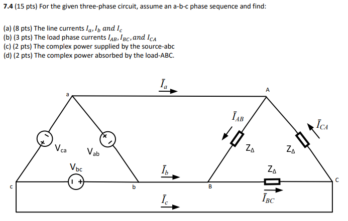 Solved 7.4 (15 Pts) For The Given Three-phase Circuit, | Chegg.com