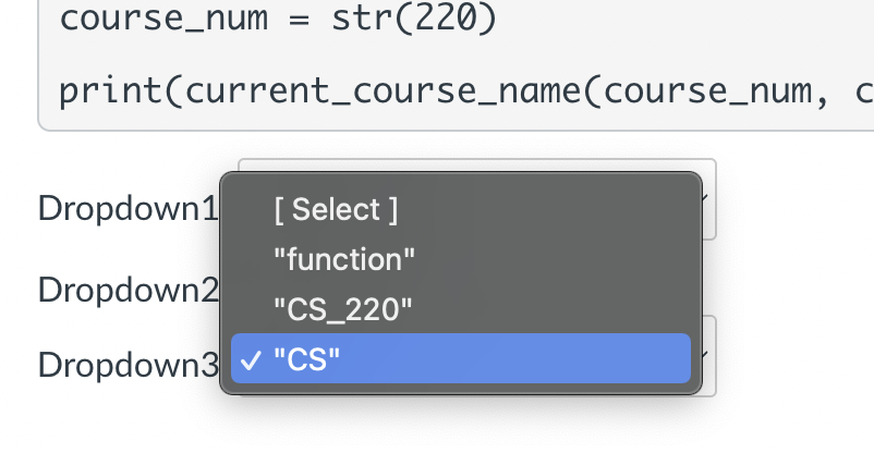 Solved Dropdown 1:A) some_str_1B) some_str_2C) 220 Dropdown | Chegg.com