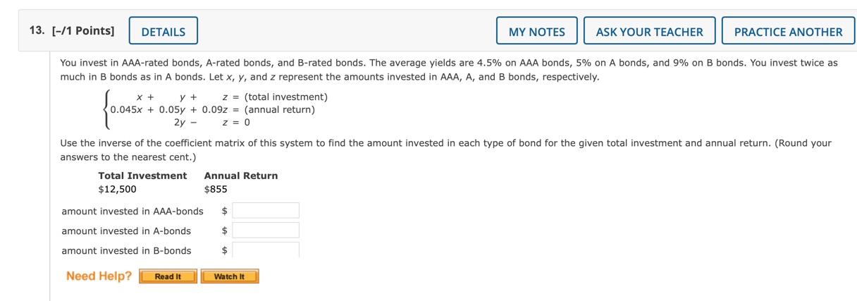 Solved 13. [-/1 Points] DETAILS MY NOTES ASK YOUR TEACHER | Chegg.com