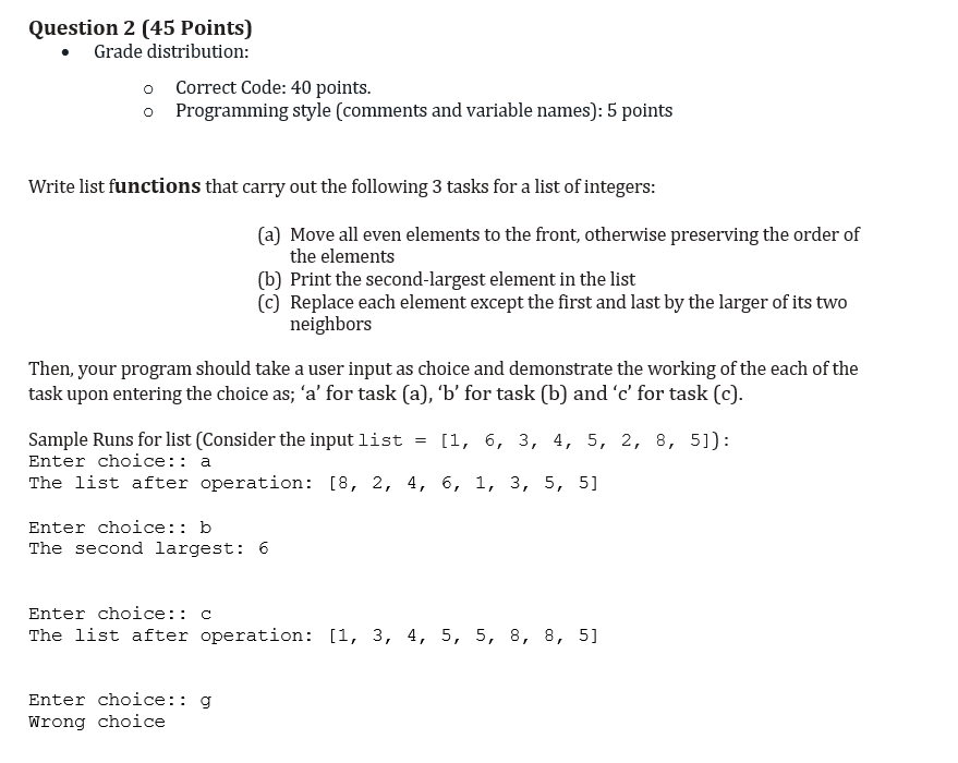 Solved Question 2 (45 Points) - Grade distribution: - | Chegg.com