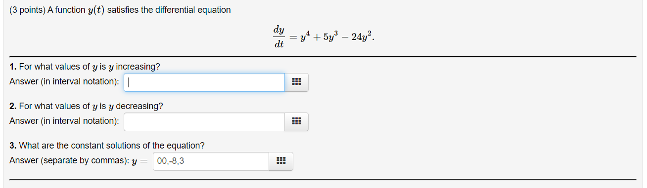 Solved 3 Points A Function Y T Satisfies The Differential