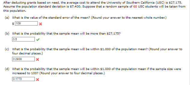 Solved After Deducting Grants Based On Need, The Average | Chegg.com