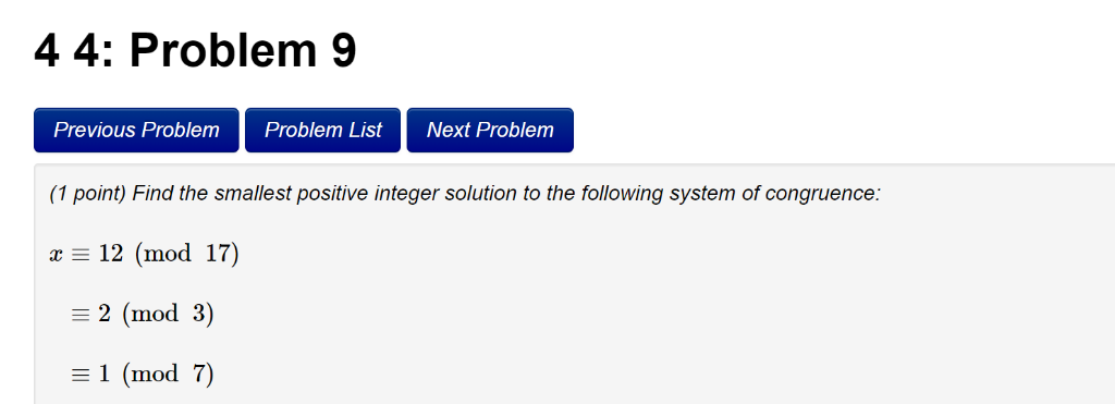 Solved 4 4: Problem 9 Previous Problem Problem List Next | Chegg.com