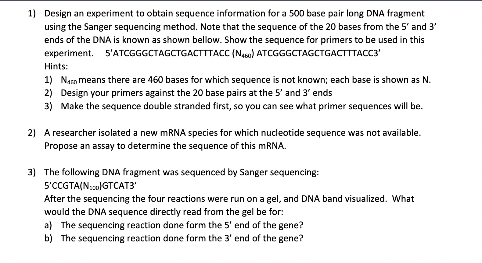 Solved 1) Design An Experiment To Obtain Sequence | Chegg.com