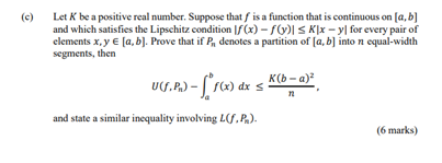 Solved (c) Let K be a positive real number. Suppose that is | Chegg.com