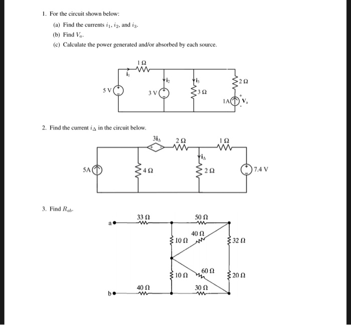 Solved I. For the circuit shown below: (a) Find the | Chegg.com