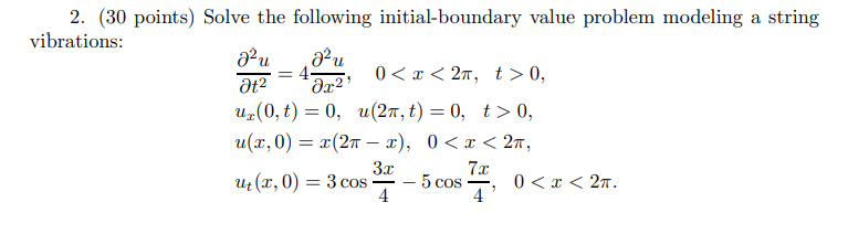 Solved (30 ﻿points) ﻿Solve the following initial-boundary | Chegg.com