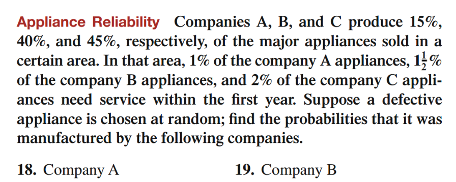 Solved Appliance Reliability Companies A, B, and C produce | Chegg.com
