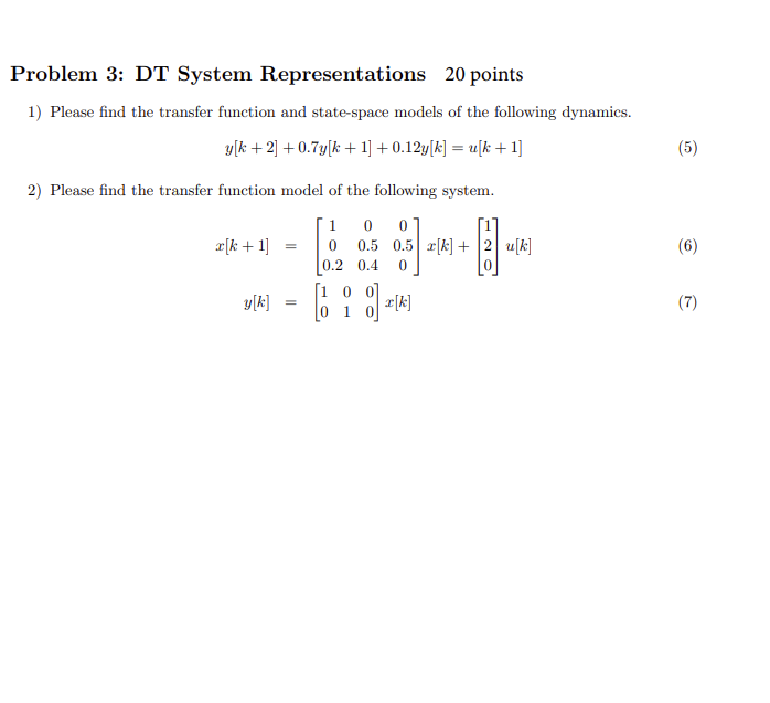 Solved 1) Please find the transfer function and state-space | Chegg.com