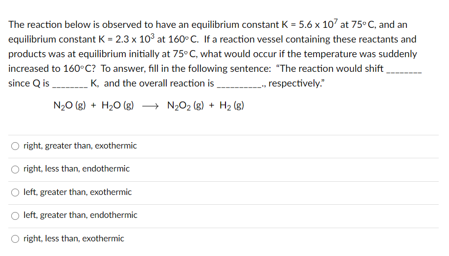 Solved The reaction below is observed to have an equilibrium | Chegg.com