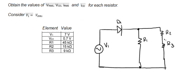 Solved Obtain The Values Of Vrms, Vco, Irms And Ic For Each | Chegg.com