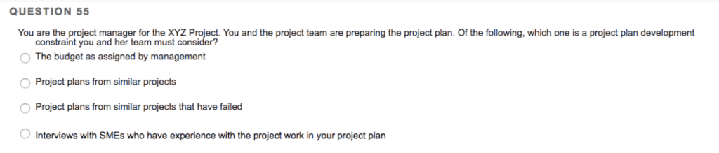 Solved QUESTION 55 You are the project manager for the XYZ | Chegg.com