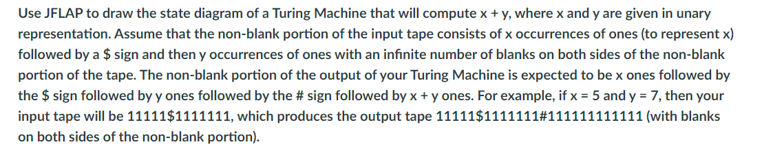 Use JFLAP to draw the state diagram of a Turing | Chegg.com