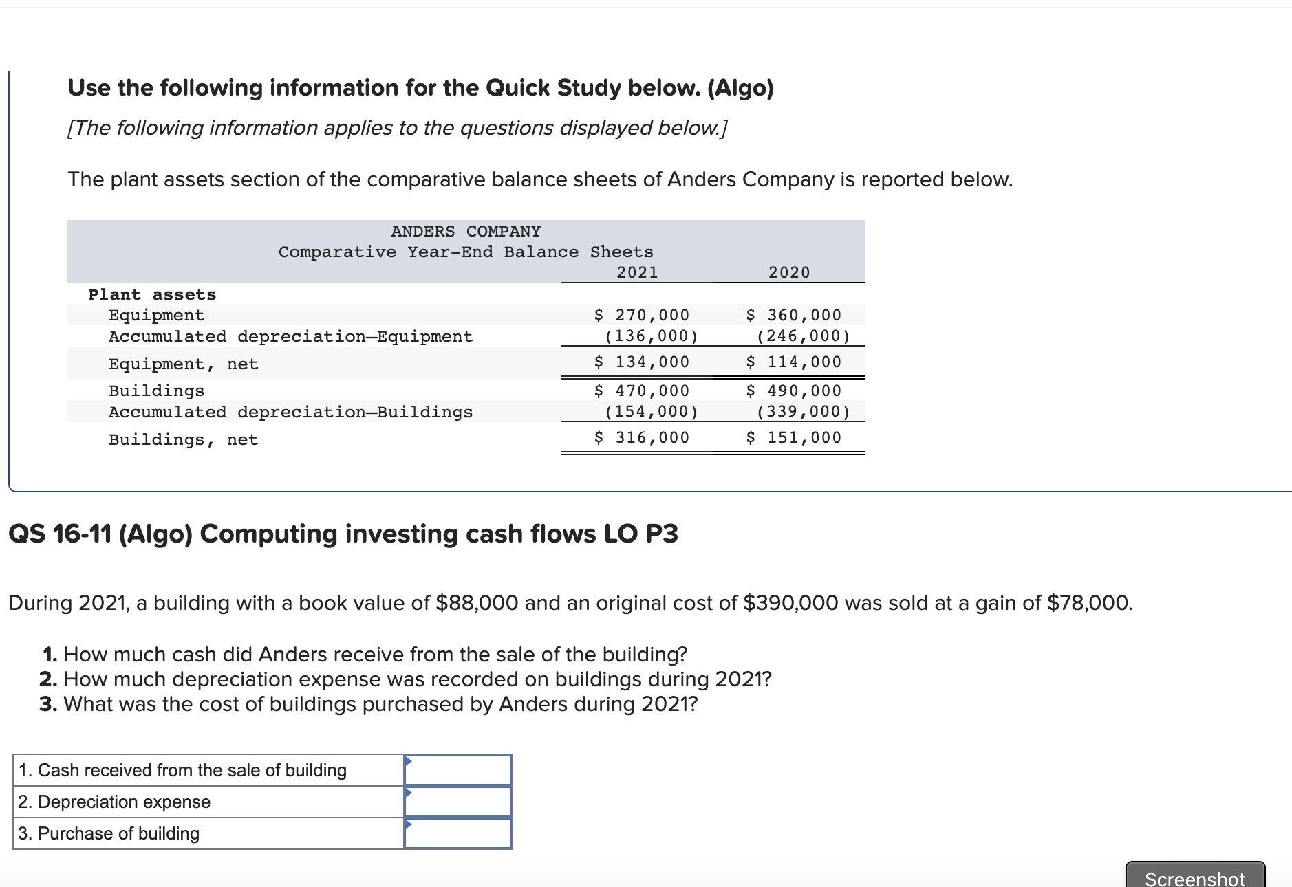 Solved Use the following information for the Quick Study