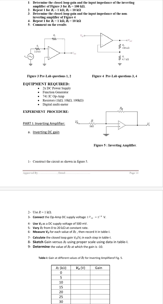 Solved 1. Determine The Closed Loop Gain And The Input | Chegg.com