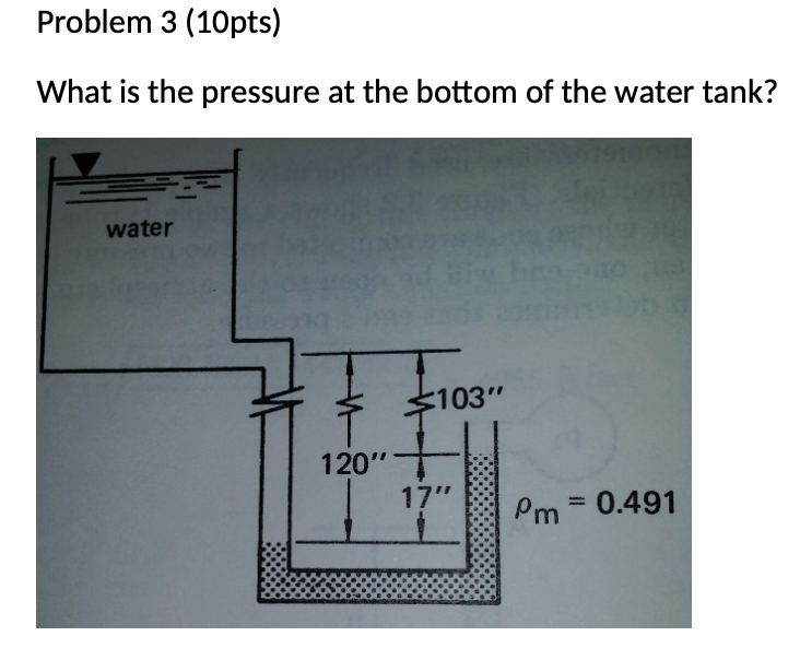 Solved What is the pressure at the bottom of the water tank?