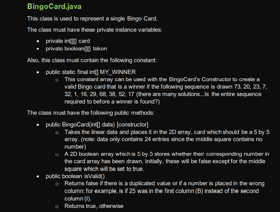 Solved Introduction Bingo is an exciting game of chance that