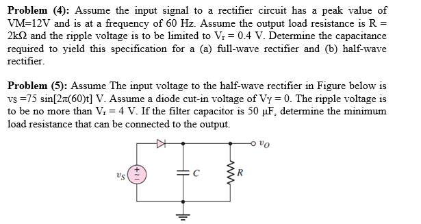 Solved Problem (4): Assume the input signal to a rectifier | Chegg.com