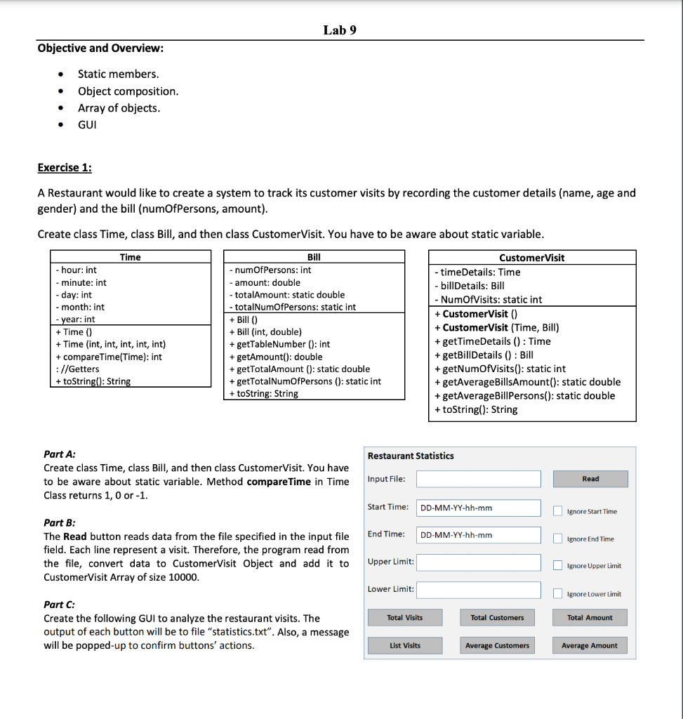 Solved Lab 9 Objective and Overview: . Static members. | Chegg.com