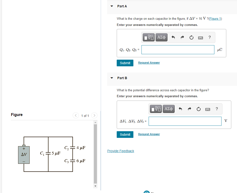 Solved Part A What is the charge on each capacitor in the | Chegg.com