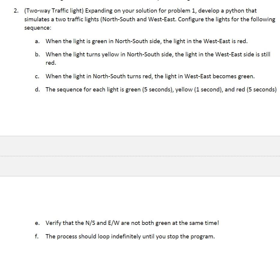 2. (Two-way Traffic light) Expanding on your solution | Chegg.com