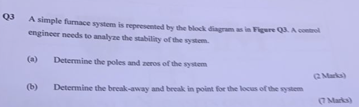 Solved 3 A Simple Furnace System Is Represented By The Block | Chegg.com