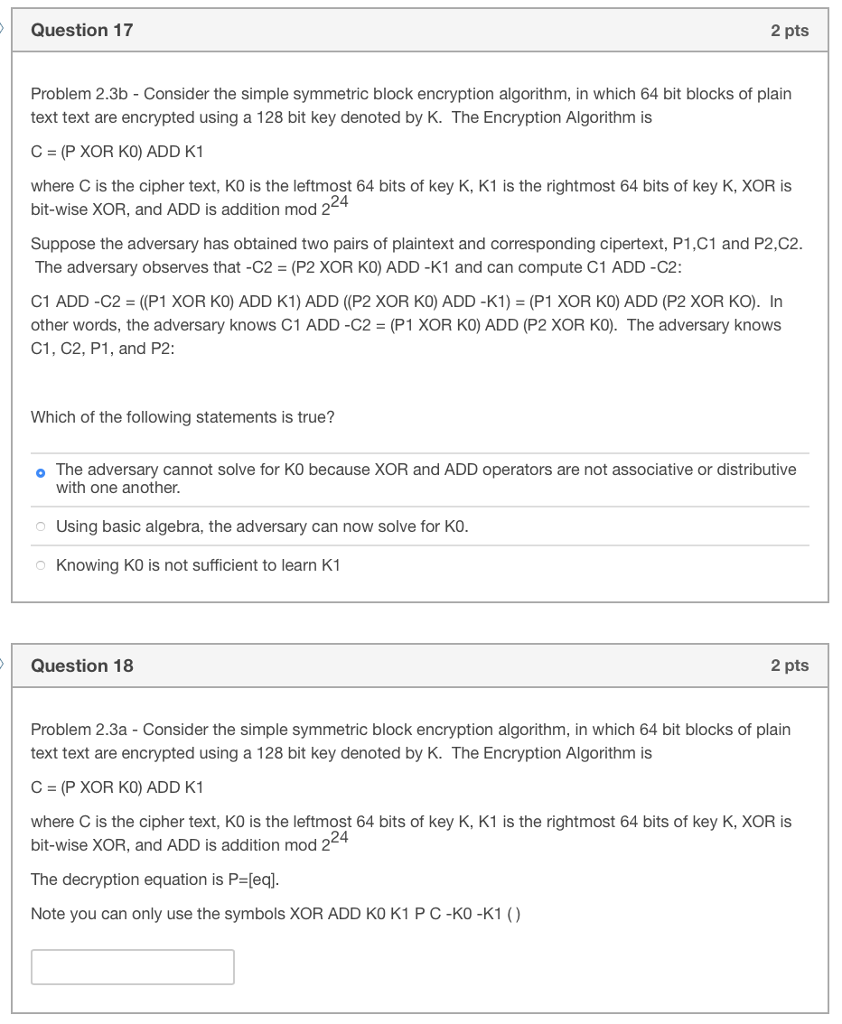 Solved Question 17 2 Pts Problem 2.3b - Consider The Simple | Chegg.com