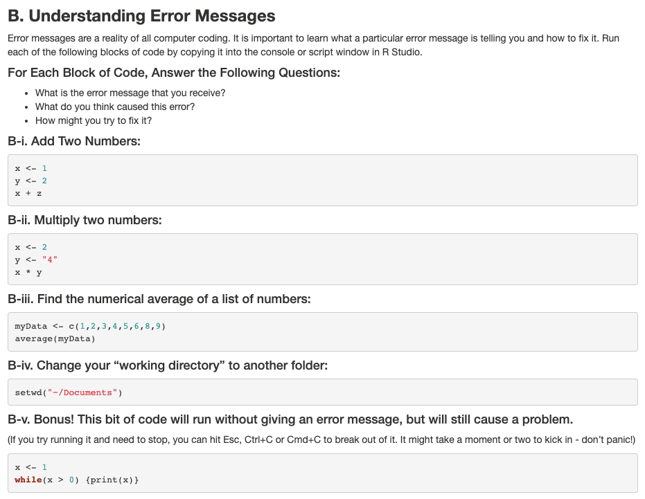 Solved B. Understanding Error Messages Error Messages Are A | Chegg.com