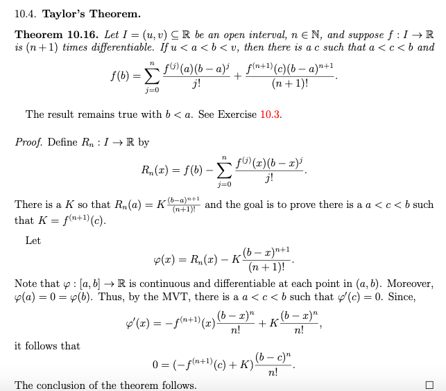 Solved Exercise 10 3 Show Taylor S Theorem Remains True If Chegg Com