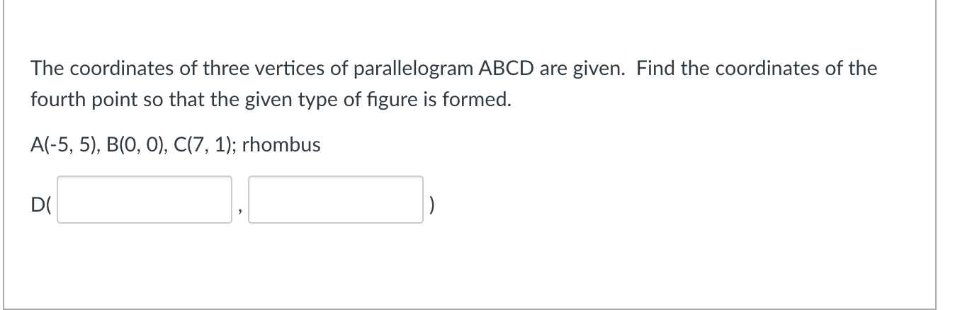 how to find the coordinates of the vertices of a parallelogram