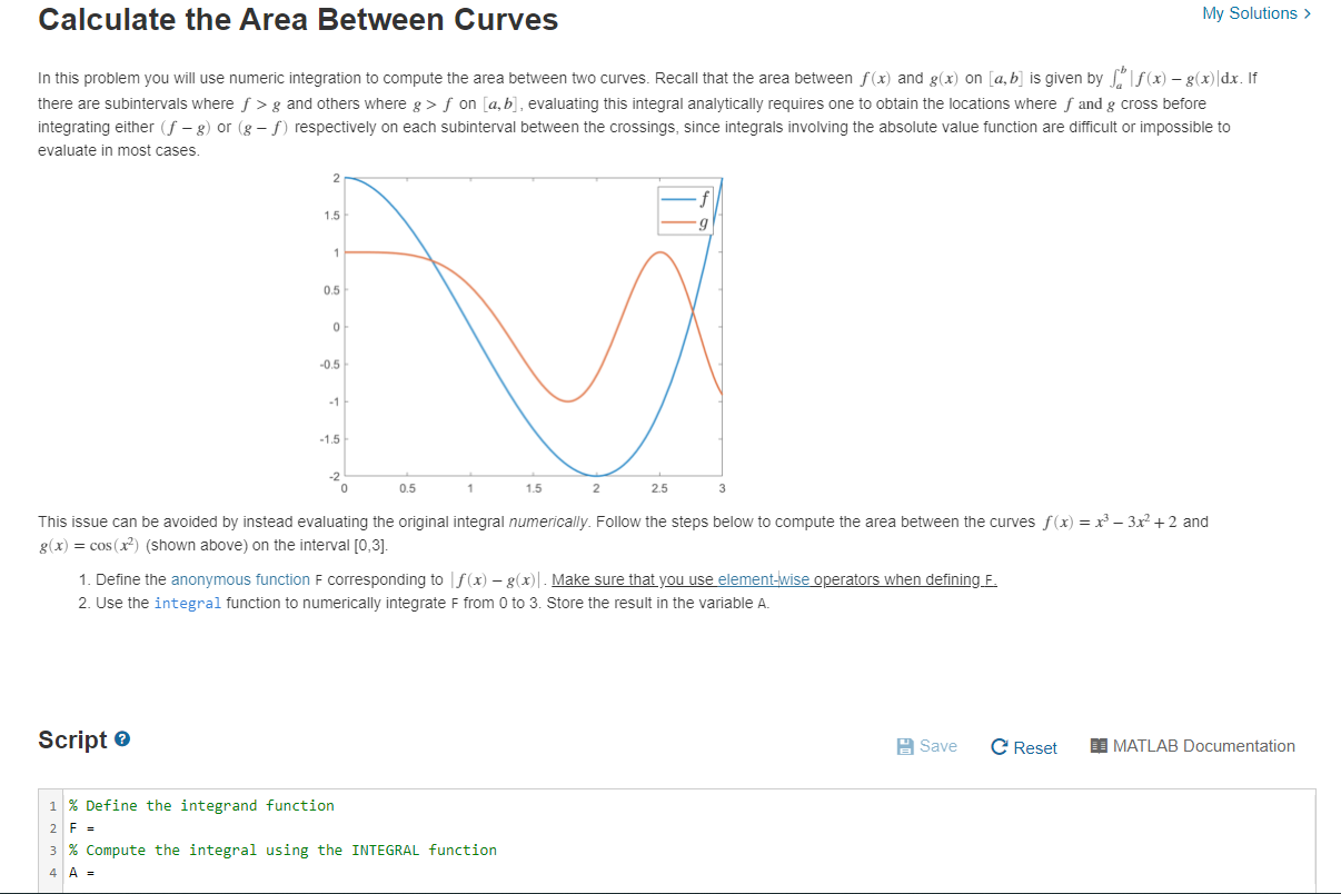 Solved Calculate the Area Between Curves My Solutions In | Chegg.com