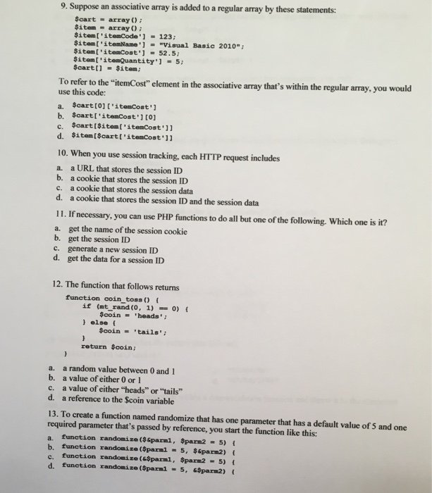 Solved 9. Suppose an associative array is added to a regular | Chegg.com