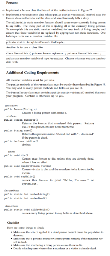 Solved In Java. Can you show the PersonTester code that | Chegg.com