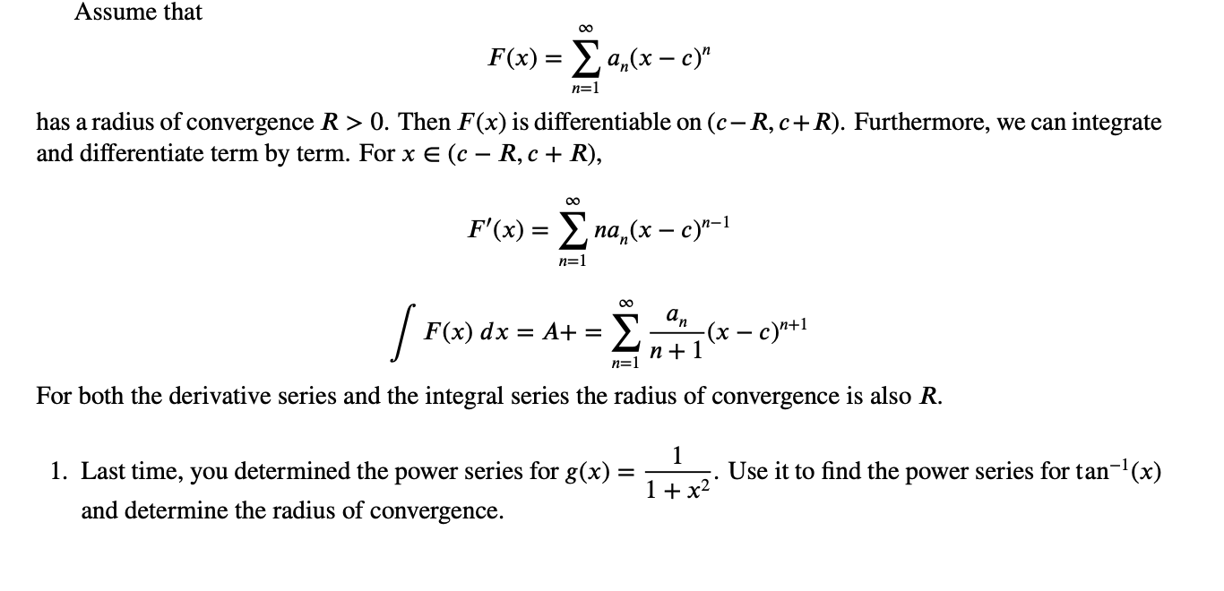 Solved Assume That F X X C S N 1 Has A Radius Of Chegg Com