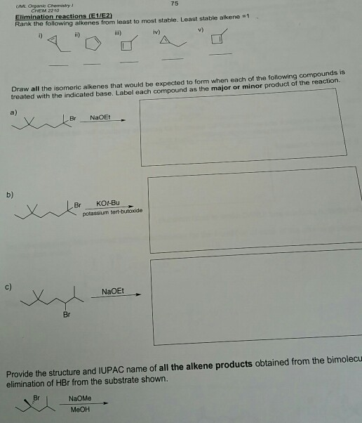 Solved Umal Organic Chemsry 75 Chem 2210 Elimination 