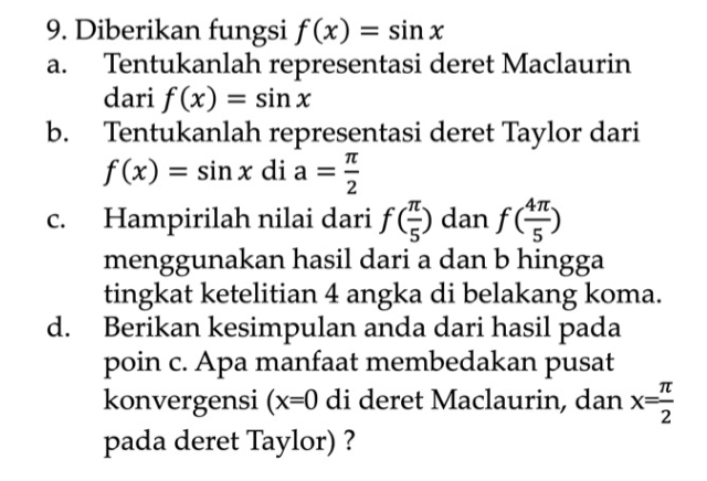 Solved Given The Function F X Sin X A Determine The R Chegg Com